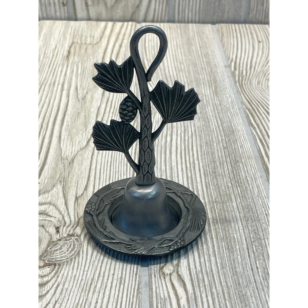 Vintage Pewter Pine Cone Candle Snuffer and Coaster Set Rustic Woodland Decor